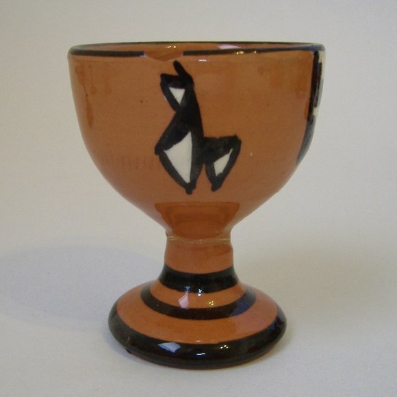 Egg Cups Peru Set of 6 Vintage Clay Pottery Brown Fish Llama Aztec Collectible - Picture 6 of 13